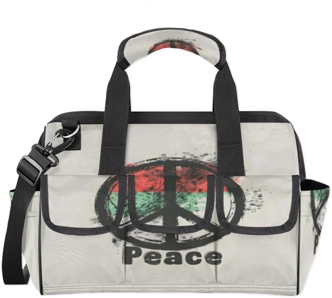 Peace Sign Heavy Duty Tool Bag 14.8 Inch Peace Symbol Portable Soft Tool Box Organizer Storage with Adjustable Shoulder Strap