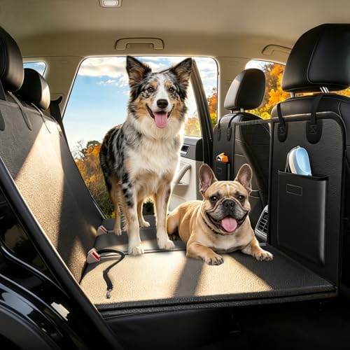 Hard Bottom Dog Car Seat Cover for Back Seat, PU Leather Extender