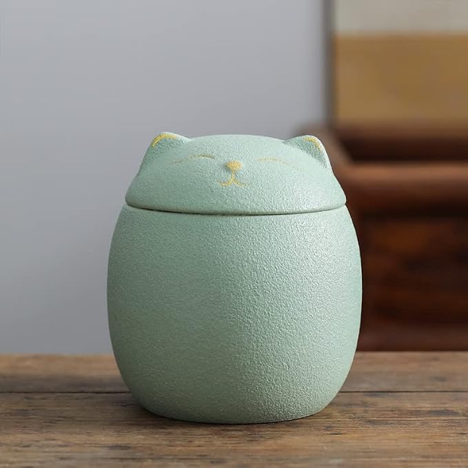 Ceramic Jar Cat Candy Dish Sugar Bowl Storage Jar Canister with Seal Lid