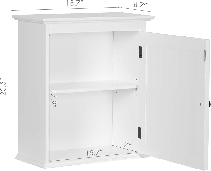 Spirich Small Medicine Cabinet, Bathroom Wall Cabinet Over Toilet, White | FSC-Certified MDF, Single Door, Adjustable Shelf, Compact Hidden Storage for Bathroom, Kitchen or Laundry