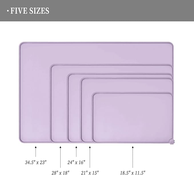 Reopet Waterproof Pet Feeding Mat, Non-Slip Silicone Placemats for Dog Cat Food and Water Bowl, High Raised Edges to Prevent Spills and Protect Floors