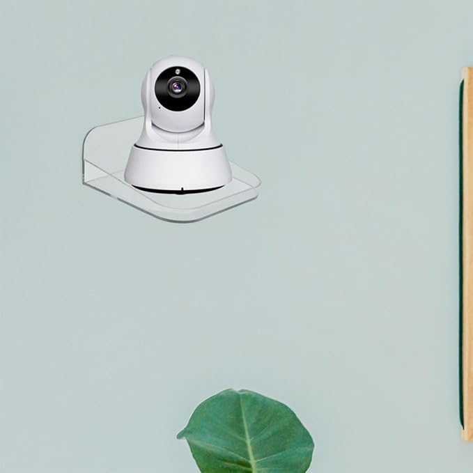 POPETPOP 2pcs Wall-Mounted Camera Bracket and Floating Shelf Set for Security, No-Drill Installation, Space-Saving Storage Rack for Home