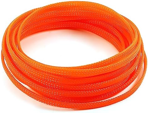 Bettomshin 1Pc 16.4Ft(5m) Cable Management Sleeve, 3/16"(4mm) Width PET Orange Cord Protector, Wire Loom Tube Insulated Split Sleeving for USB Cable Power Cord Organizer Video Cable Hider