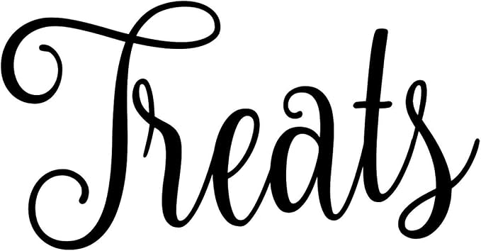 Treats 4w x 2h Label | Kitchen Pantry Organization | Die Cut Vinyl Decal | Black Fancy Font (Sticker Only)