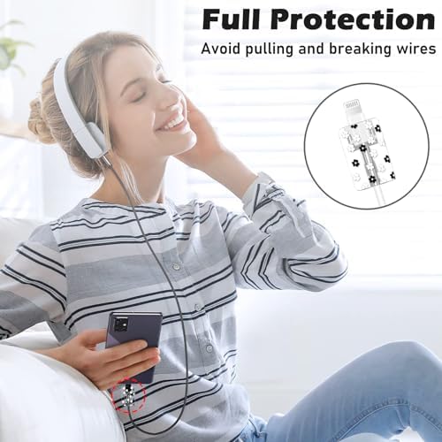 Cute Flowers Cable Protector for iPhone Adapter Charger,Kawaii Little Daisy Design, Soft TPU Clear Data Cable Case Data Line Cord Saver Charger Protective Case for iPhone 11 12 13 14 15 Pro Max