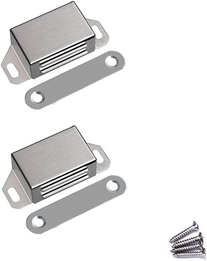 WOOCH Magnetic Door Catch - 30lb High Magnetic Stainless Steel Heavy Duty Catch for Kitchen Bathroom Cupboard Wardrobe Closet Closures Cabinet Door Drawer Latch (2.1 in Silver, 2-Pack)