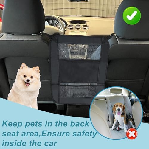 Dog Car Net Barrier, Secure Dog Car Barrier Behind Front Seat, Mesh Separator for Dogs, Dog Net for Car Back Seat Barrier for SUVs and Trucks, Black