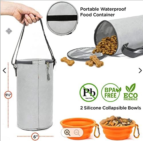TALK TO THE PAW - Dog Backpack - Dog Supply Organizer with Blanket, Collaspable Bowls and Food Canister - Weekend Pet Travel - Pet Travel Airline Compliant (red Blanket, paw Prints)
