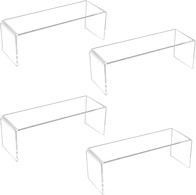 4 Pack Acrylic Medicine Cabinet Organizer, Narrow Bathroom Mirrior Cabinet Storage Shleves, Clear Acrylic Storage Racks for Vanity, Kitchen & RV (11.34×2.95×3.66 inches)