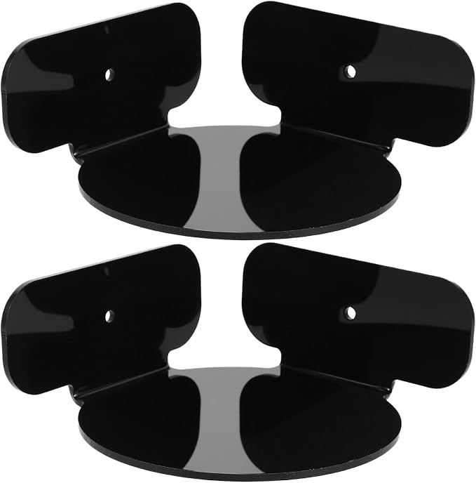 COHEALI 2pcs Security Camera Wall Mount Brackets with Mini Circular Corner Shelf for Home Surveillance and Router Storage, Black Acrylic Wall Holder for Monitors and Speakers