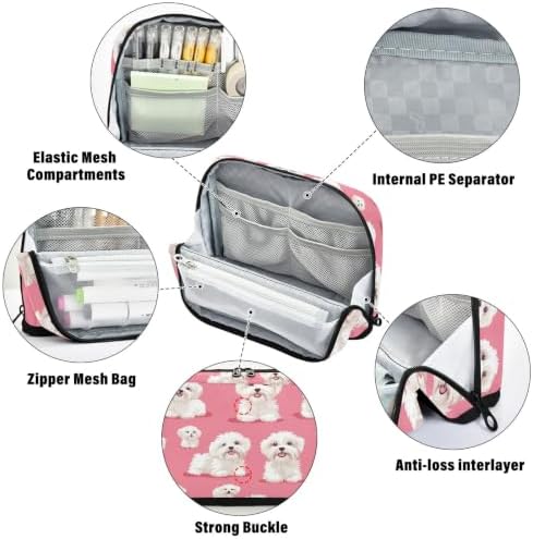 Maltese Dogs Pencil Case for Kids Girls Boys | Large Pencil Pouch Pen Bag Holder with Big Capacity