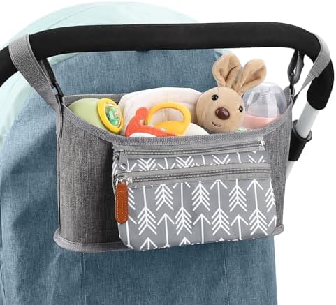 Accmor Universal Stroller Organizer with Detachable Phone Bag, Stroller Bag Caddy Organizer Stroller Accessories for Uppababy, Baby Jogger, Nuna, Doona, Britax Strollers
