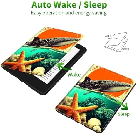 Case for Samsung Tab S10 Ultra/S9 Ultra/S8 Ultra 14.6" 2024/2023/2022 | Slim Leather Smart Cover with Multi-Angle Anti-Slip Stand [Auto Wake/Sleep] Shell for Women Men, Whale Sunset Starfish