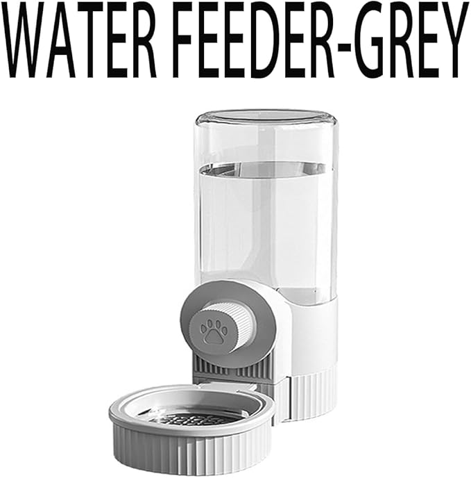 Cage Hanging Bowl Refillable Food Bowls Pet Dog Cat Bowls Kennel Crate Double Bowls for Food and Water with Automatic Water Food Dispense Feeder for Puppy Cat Rabbit (Water Bowl-Grey)