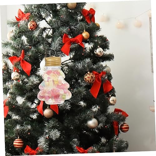 10pcs Christmas Tree Shaped Drink Containers Refillable Beverage Storage Jars with Cap Festive Decorations for Candy Juice and Holiday Parties