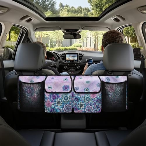 Retro Floral Car Trunk Organizer Car Back Seat Hanging Storage Bag Collapsible Large Capacity Storage Bag Automotive Interior Accessories for Sedans SUV Jeep