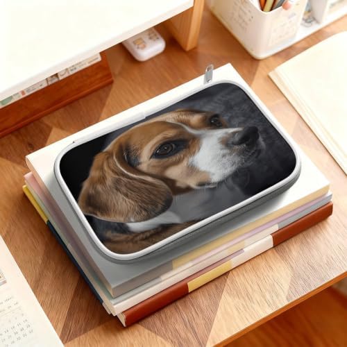 Ovely Pet Dog Beagle Makeup Bag Pen Bag Zipper Pouch | Cosmetic Bag -PU Sturdy and Durable,Soft,Comfortable with Built-in Small Compartments and Zipper design for Office and Travel