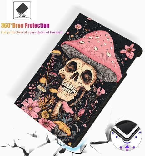 for Microsoft Surface Pro 8-13" 2021 Tablet Case,Auto Wake/Sleep,Adjustable Stand Protective Cover - Skull Mushroom Flower