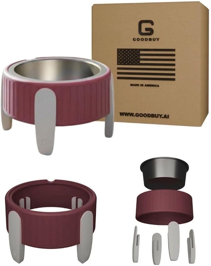 Pet Station Elevated Dog Bowl Stand for 6.8 in. Bowls - 3D Printed Dog Feeder - Adjustable Height Legs and Magnetic Fridge Mount Feeding Station - Made in USA (Brown, Bowl + Small Legs)