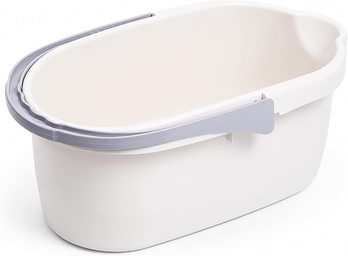 Compact Mop Bucket with Handle, Rectangular Cleaning Bucket and Caddy for Cleaning Supplies, 10L, White