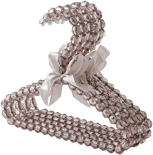 2 PCS Pearl Beaded Hangers for Kids Plastic Baby Clothes Hangers with Bow Non Slip Toddler Nursery Closet Organizer for Girls Dresses and Dog Pet Apparel Pearl Hangers for Women (Gray, 20)