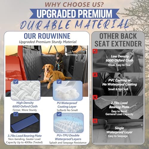 Dog Truck Seat Cover for Back Seat, Hard Bottom Pet Hammock, XL