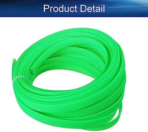 Bettomshin 1Pc 32.8Ft(10m) Cable Management Sleeve, 3/8"(10mm) Width PET Fluorescent Green Cord Protector, Wire Loom Tube Insulated Split Sleeving for USB Cable Power Cord Organizer Video Cable Hider