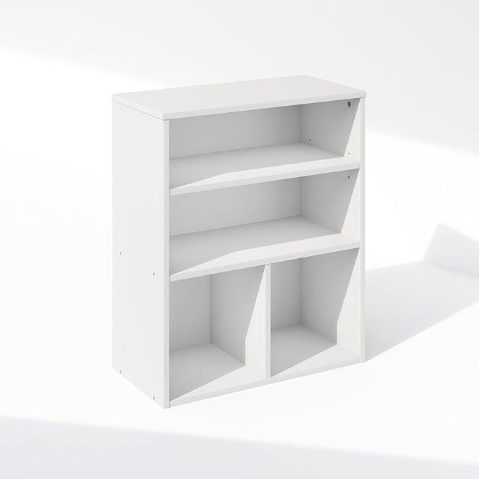 Furinno Reed Closet Organizers and Storage, 3-Tier Closet Organizer, Open Shelf Closet Storage, for Wardrobe, Bedroom, Living Room, White