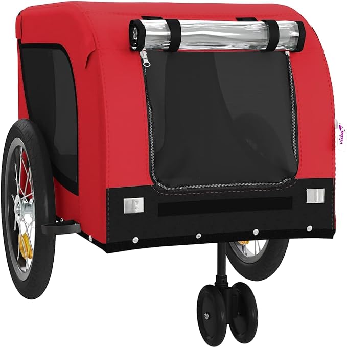 Pet Bike Trailer for Small Dogs and Cats, Oxford Fabric Cargo Cart with Iron Frame, Foldable Pet Stroller for Cycling Travel