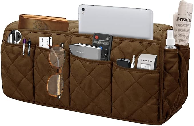 Armchair Caddy for Recliner - Sofa Armrest Organizer with 14 Pockets | Waterproof Remote Control Holder for Recliner, Non-Slip Chair Arm Storage for TV Remote, Phone, Books, Magazine, iPad