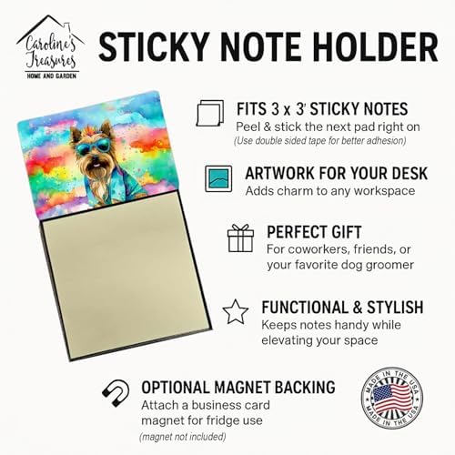 Caroline's Treasures Cairn Terrier Hippie Dawg Sticky Note Holder Refillable Dispenser Self-Sticky Note Pads, Memo Pads Blank Desk Accessories