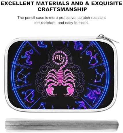 Women's Simple Thin Pencil Case Waterproof And Portable Perfect Organizer Box Scorpion Neon Zodiac Astrology Scorpio