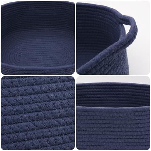 Woven Basket with Gift Bags and Ribbons, 14"X 10" X 6" Storage Basket Blue | Gift Storage Organizer Basket Bin Shelf Shelves Cotton Rope Basket for Nursery, Pet Toys