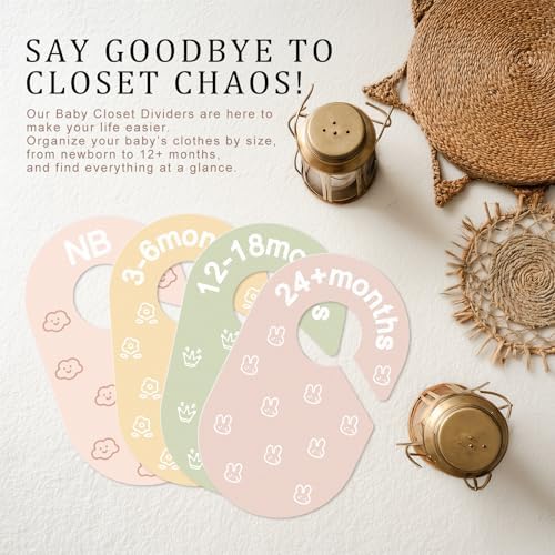 slapaflife Baby Closet Dividers, Double-Sided Cute Design Baby Clothes Dividers for Closet, Baby Clothes Organizer for Sorting Clothing in 7 Sizes from Newborn to 12+ Months