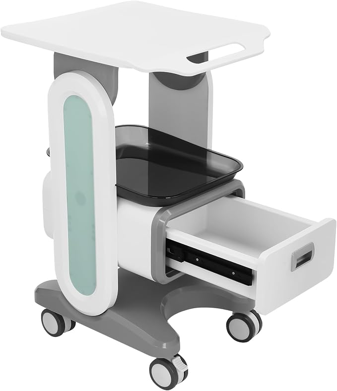 Mobile Medical Trolley Cart, 132 Lbs Load Portable Professional Cart Vehicle Beauty Storage Cart Rolling Bathroom Organizer with Wheels and Trays for Beauty Salons, Pet Shops (Black White Grey)