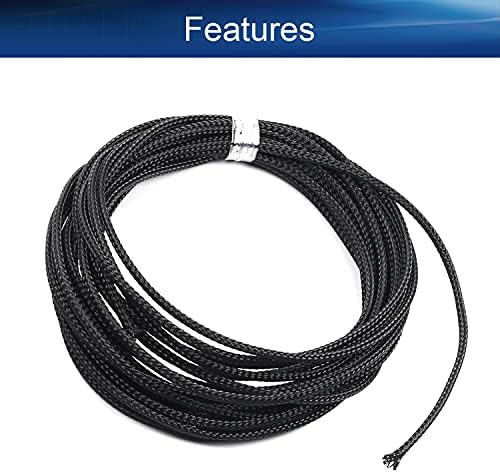 Bettomshin 1Pc 16.4Ft(5m) Cable Management Sleeve, 0.08"(2mm) Width PET Black Cord Protector, Wire Loom Tube Insulated Split Sleeving for USB Cable Power Cord Organizer Video Cable Hider