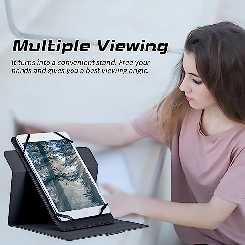 Universal Tablet Case for T-Mobile Revvl Tab 2 10.1" 2025/Revvl Tab 5G 10.36" 2023, 360 Degree Rotating Kickstand Protective Stand PU Leather Shell Cover for 9"-10.5", Purple Roses 02