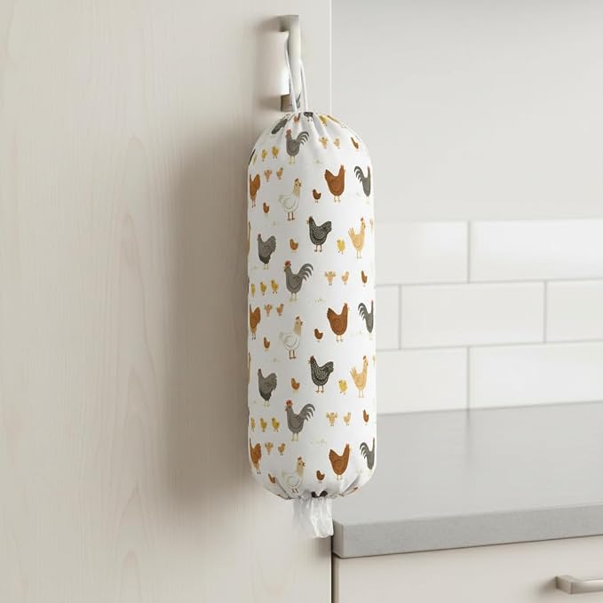 Plastic Bag Holder, Wall Mount Plastic Bag Organizer Dispenser Reusable Grocery Bag Organizer for Home Kitchen(Chicken)