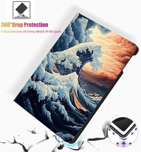 for Microsoft Surface Pro X/Pro X Plus-13 2019/2020/2021/2024 Tablet Case,Auto Wake/Sleep,Adjustable Stand Protective Cover - Wave Art