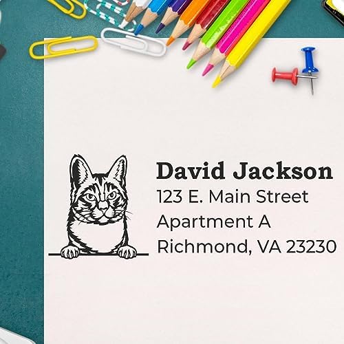 Manx Duo, Manx Cat Address Stamp, Cat Mailing Label, Isle Culture Custom Desk Tool, for Home Office Use and Crafters