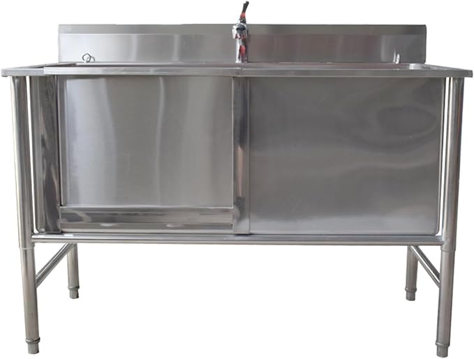 Sliding Door Dog Grooming Tub,Large Dog Bathtub Dog Bathing Station,Professional Stainless Steel Pet Dog Bath Tub,Pet Dog Grooming Bath Tub,Commercial Pet Grooming Tub Station for Home,Depth-50cm,
