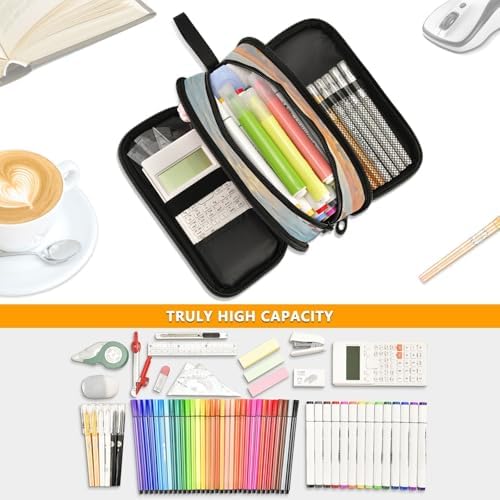 Pet Dogs Sunset Painting Pencil Case Large Capacity Pen Bag School Office Stationery Organizer Zipper Pencil Pouch for Teen Girls Boys Adult