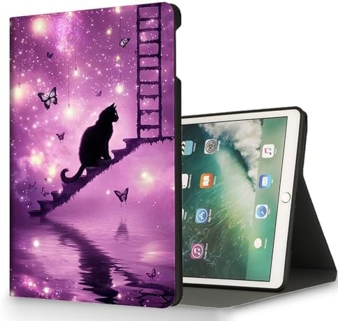 for Microsoft Surface Pro 11/10/9-13" 2024/2022 Tablet Case,Auto Wake/Sleep,Adjustable Stand Protective Cover - Purple Galaxy Cat