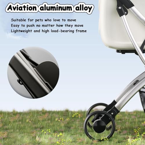 Foldable Pet Stroller，Pet Stroller with 4 Wheels, Travel Carrier for Small，Medium Dogs Cats up to 33lbs,Detachble Portable Bag(Pink)