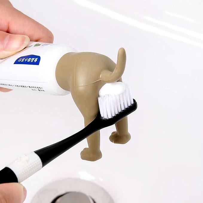 3 Pack Funny Pooping Dog B*tt Toothpaste Topper,Silicone Pooping Toothpaste Cap,Creative Dog Toothpaste Dispenser, Animal Funny Toothpaste Cover for Kids and Adults