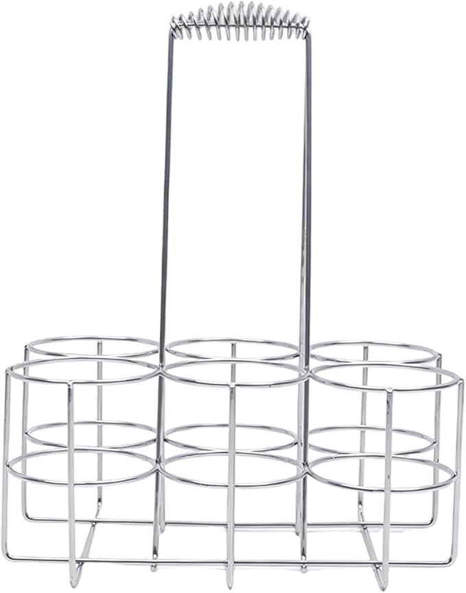 6 Pack Beverage Carriers with Ergonomic Handle Portable, L, B L | Storage Rack for BBQs and Gatherings, Carry Basket for Entertaining and Outdoor Use, Metal Wire Design