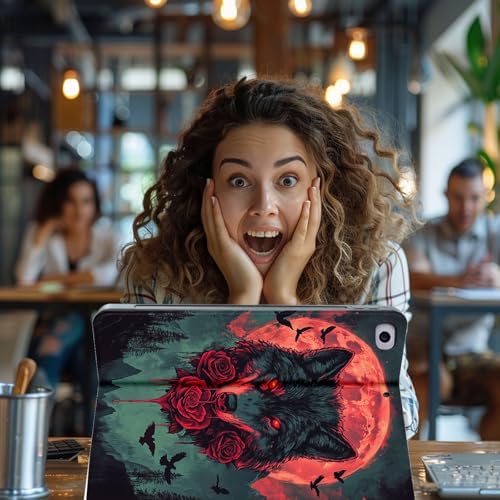 for Microsoft Surface Go 4/3/2/1-10.5" 2021 Tablet Case,Auto Wake/Sleep,Adjustable Stand Protective Cover - Dark Wolf Moon