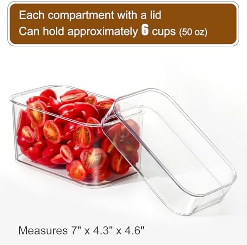 Hudgan Large Taco Bar Serving Set for Party with 3 Separate Containers, Mimosa Bar Accessories with Lids, Chilled Condiment Caddy Organizer for Salad, Fruit, Party Garnish (Pack of 2)