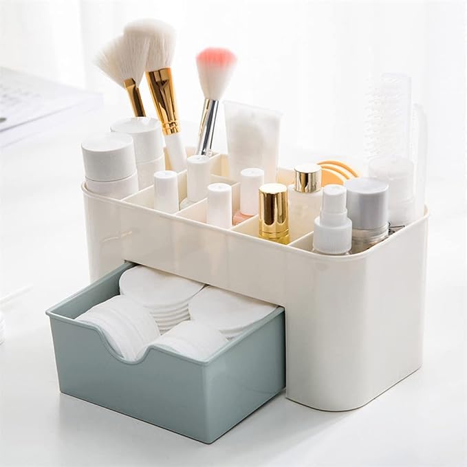 Plastic Cosmetic Storage Box Drawer Storage Box Drawer Divider Cosmetics Jewelry Storage Box Series Household Storage Drawer (Color : Blue) (Blue)