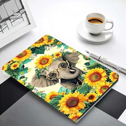for Samsung Galaxy Tab S9 11" 2023(SM-X710/X716B/X718U) Tablet Case,Premium Leather Folio Stand Auto Wake/Sleep,Multiple Viewing Stand,Cute Elephant Sunflowers